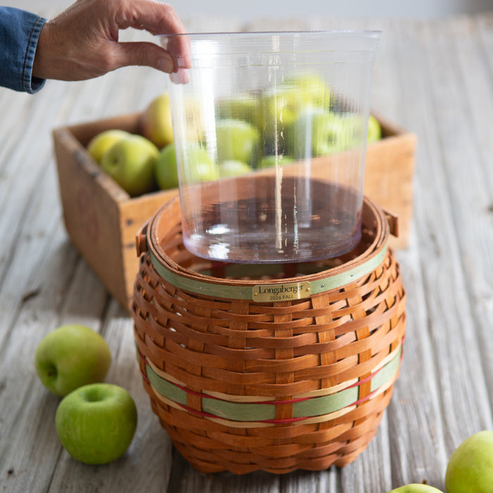 Collector's Apple Picking Medium Round Basket with Protector - Green