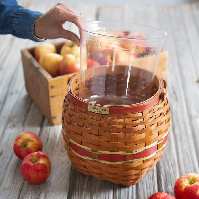 Collector's Apple Picking Medium Round Basket with Protector - Red