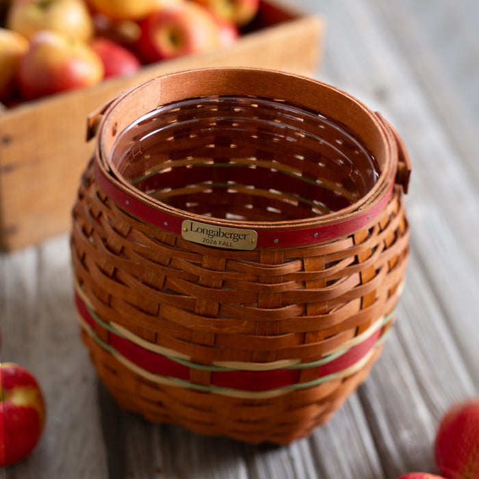 Collector's Apple Picking Medium Round Basket with Protector - Red