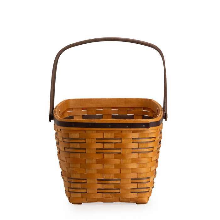 Collector's Equestrian Large Market Basket with Protector - Leather Trim