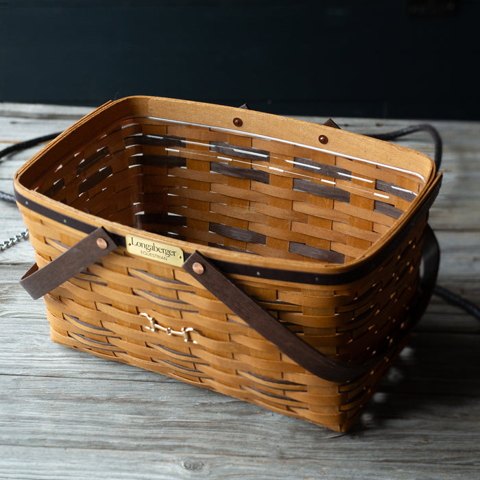 Collector's Equestrian Large Market Basket with Protector - Leather Trim