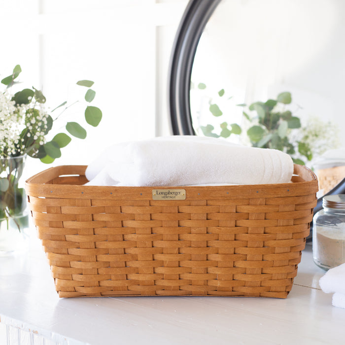 Collector's Heritage Rectangle Laundry Basket with Partial Protector - Warm Brown