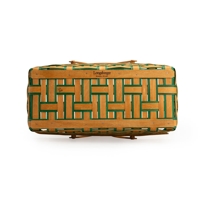 Collector's St. Patrick's Day Large Long Market Basket and Protector - Warm Brown and Shamrock Green