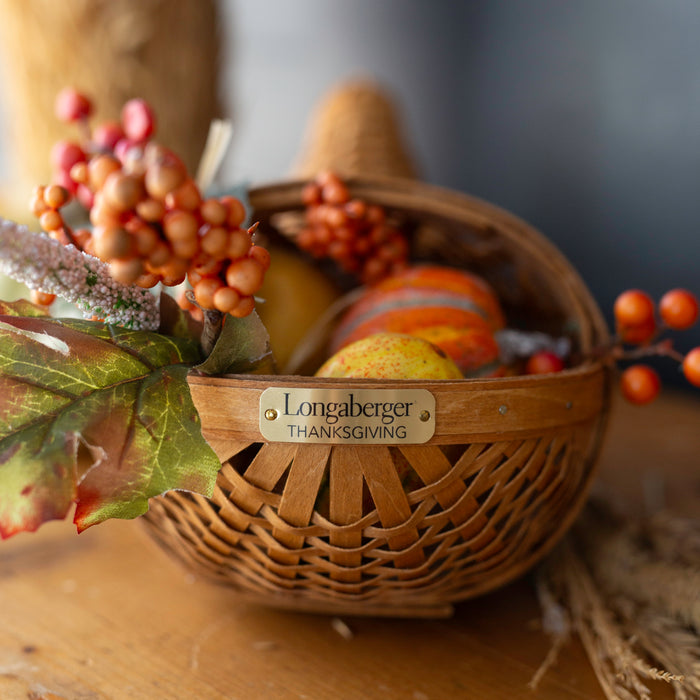 Collector's Thanksgiving Cornucopia Basket with Protector - Warm Brown