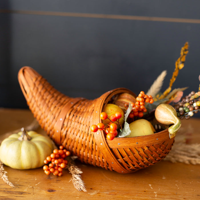 Collector's Thanksgiving Cornucopia Basket with Protector - Warm Cinnamon