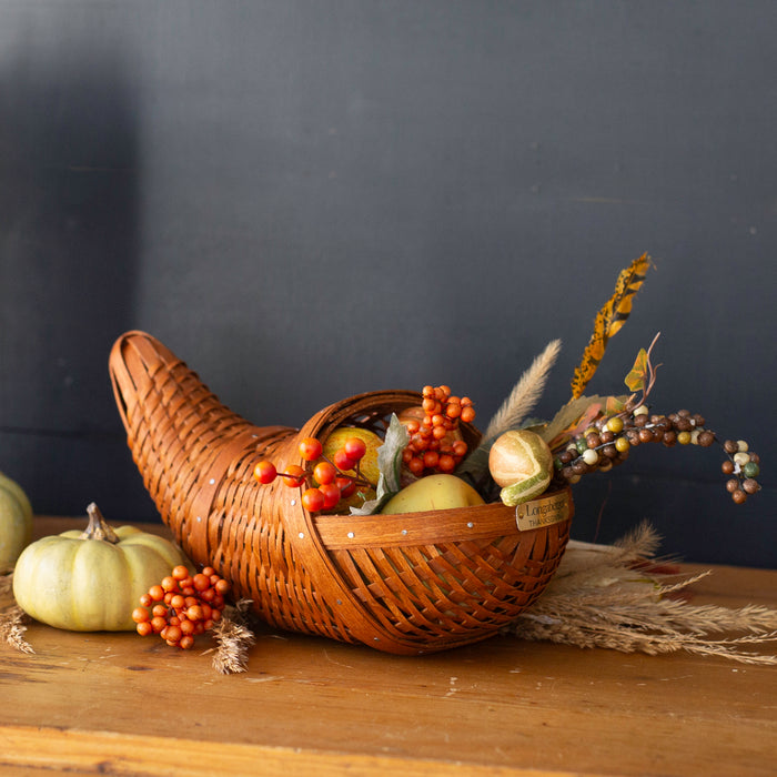 Collector's Thanksgiving Cornucopia Basket with Protector - Warm Cinnamon