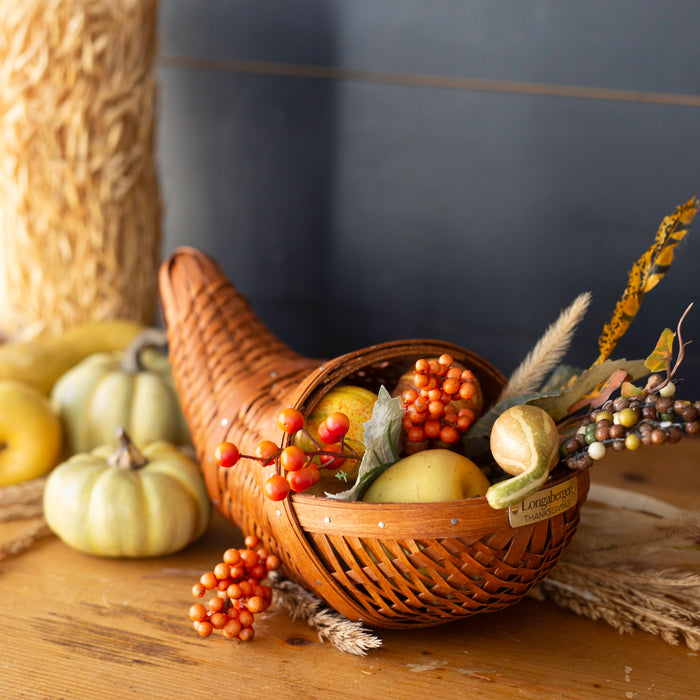 Collector's Thanksgiving Cornucopia Basket with Protector - Warm Cinnamon