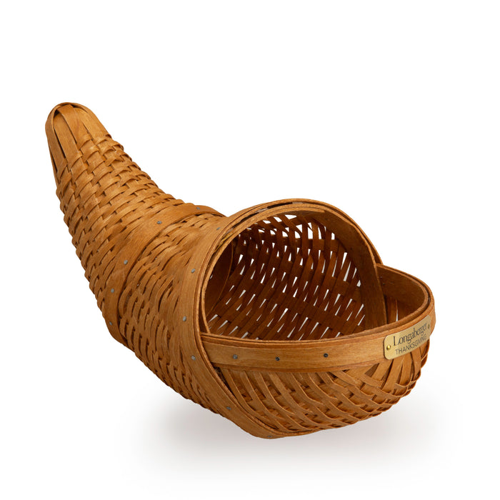 Collector's Thanksgiving Cornucopia Basket with Protector - Warm Brown