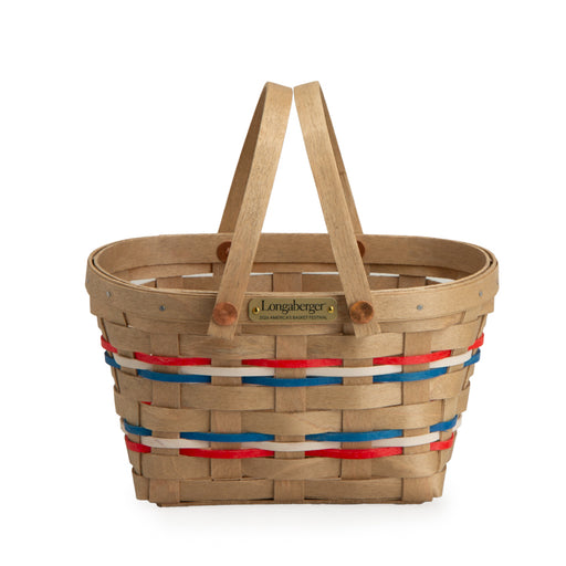 Collector's 2026 America's Basket Festival Small Carrier Basket with Protector - Independence-Basket Set-Woven Maple Basket-Longaberger