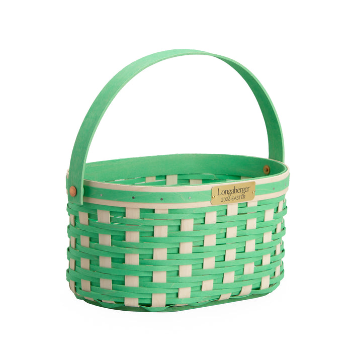 Collector's Easter Medium Oval Basket with Protector - Green-Basket Set-Woven Maple Basket-Longaberger