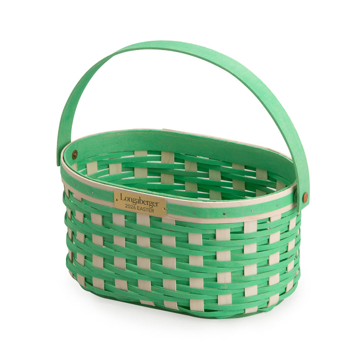 Collector's Easter Medium Oval Basket with Protector - Green-Basket Set-Woven Maple Basket-Longaberger