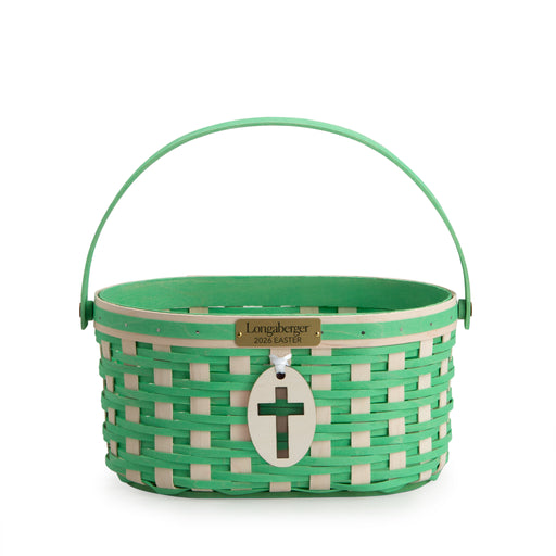 Collector's Easter Medium Oval Basket with Protector - Green-Basket Set-Woven Maple Basket-Longaberger