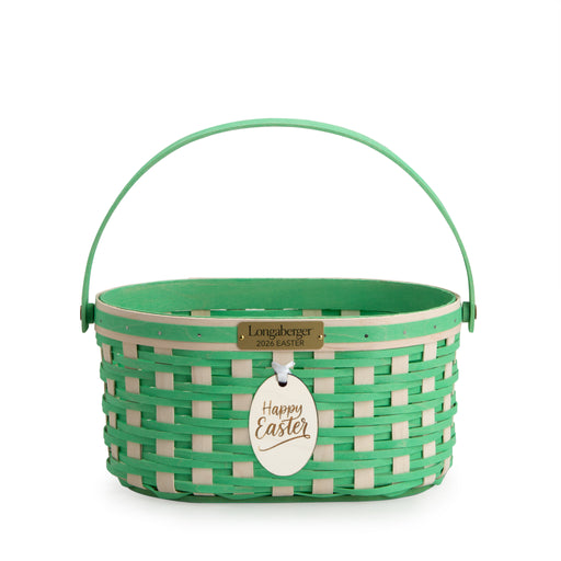 Collector's Easter Medium Oval Basket with Protector - Green-Basket Set-Woven Maple Basket-Longaberger