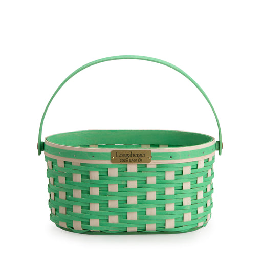 Collector's Easter Medium Oval Basket with Protector - Green-Basket Set-Woven Maple Basket-Longaberger