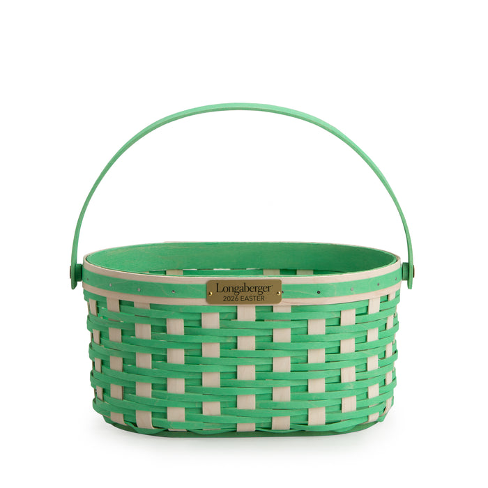 Collector's Easter Medium Oval Basket with Protector - Green-Basket Set-Woven Maple Basket-Longaberger