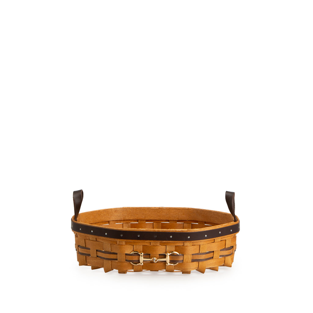 Equestrian Small Tray Basket with Protector - Leather Trim