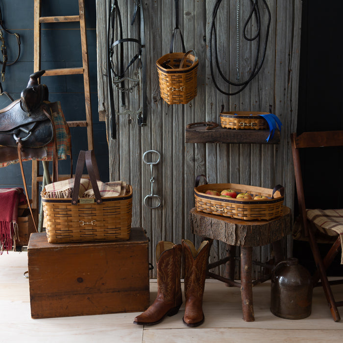 Collector's Equestrian Collection 8-Piece Set - Leather Trim-Basket Set-Woven Maple Basket-Longaberger