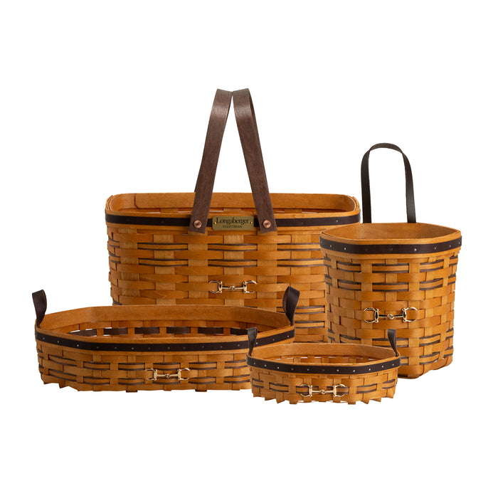 Collector's Equestrian Collection 8-Piece Set - Leather Trim-Basket Set-Woven Maple Basket-Longaberger
