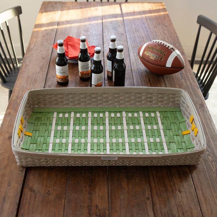 Collector's Game Day Field Tray 4-Piece Set - Football Field and Football-Basket Set-Woven Maple Basket-Longaberger