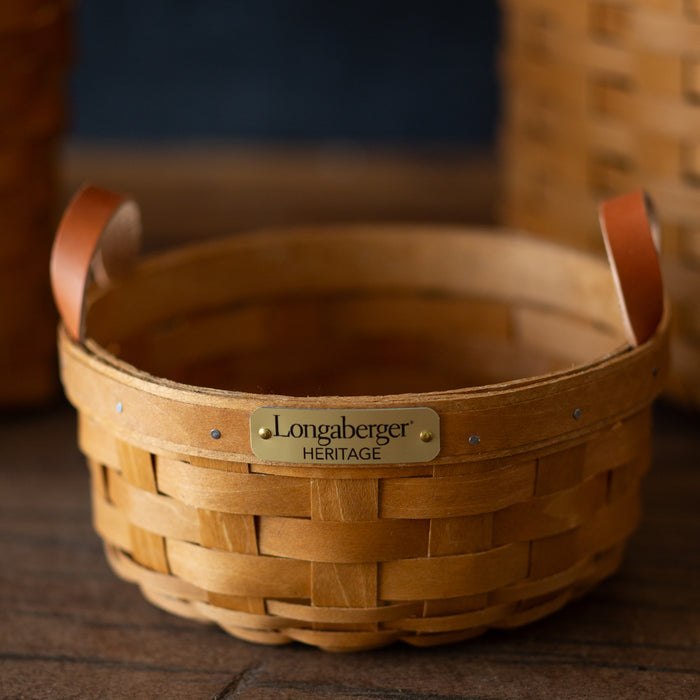 Collector's Heritage Button Basket with Protector - Warm Brown-Basket Set-Woven Maple Basket-Longaberger
