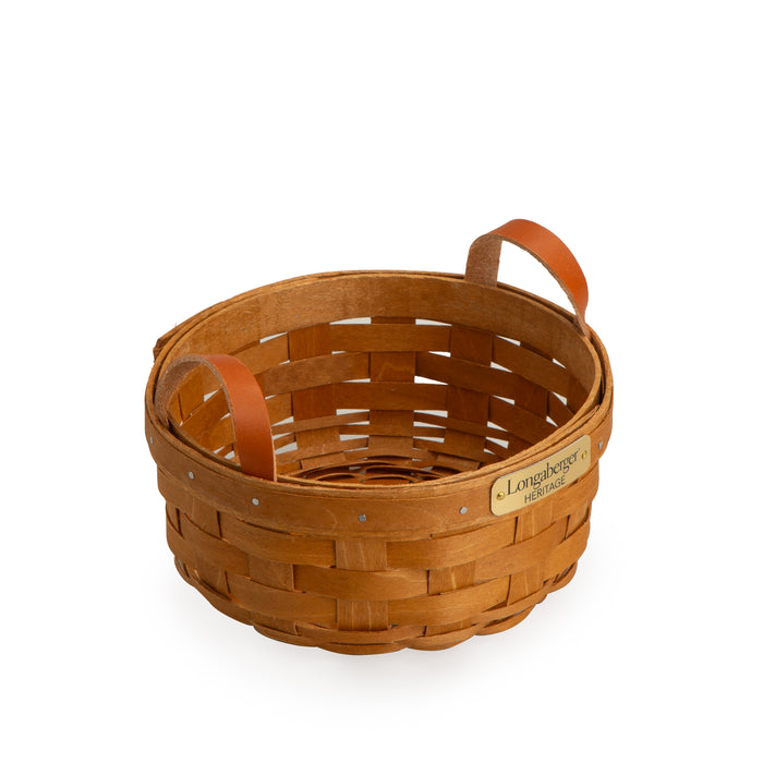 Collector's Heritage Button Basket with Protector - Warm Brown-Basket Set-Woven Maple Basket-Longaberger