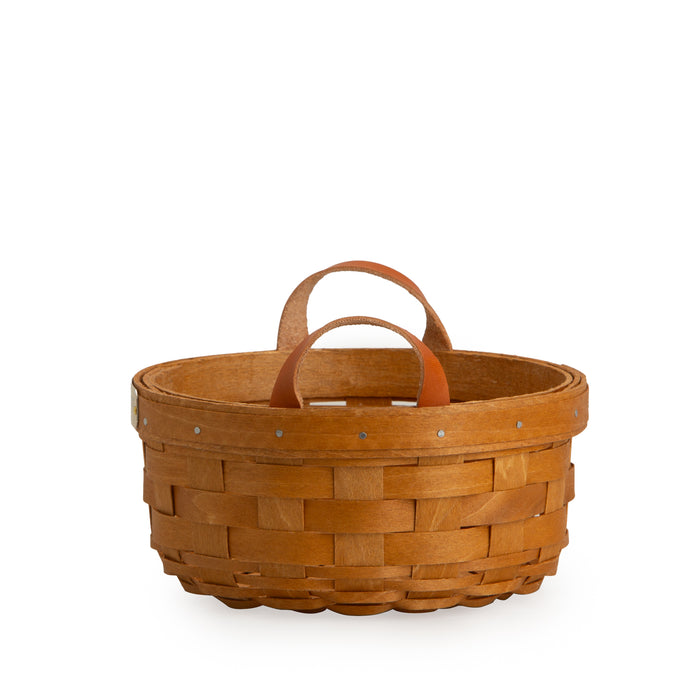 Collector's Heritage Button Basket with Protector - Warm Brown-Basket Set-Woven Maple Basket-Longaberger