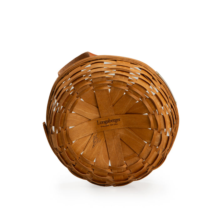 Collector's Heritage Button Basket with Protector - Warm Brown-Basket Set-Woven Maple Basket-Longaberger