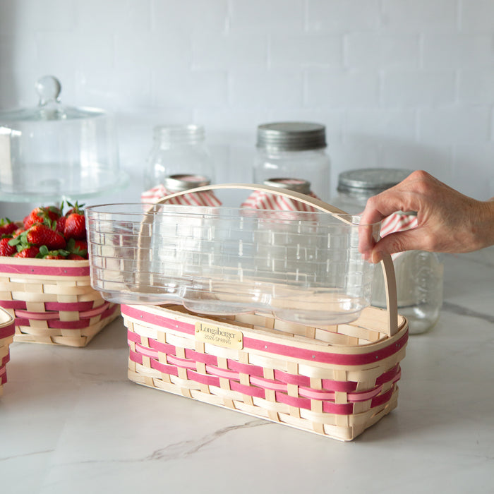 Collector's Spring Canning Basket with Protector - Raspberry-Basket Set-Woven Maple Basket-Longaberger