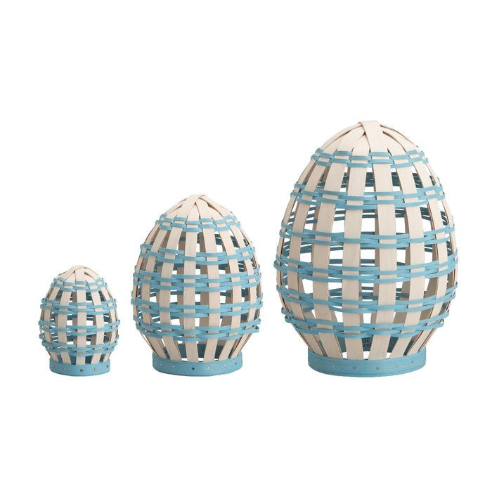 Easter Freestanding Open Weave Egg Trio - Blue-Basket Set-Woven Maple Basket-Longaberger