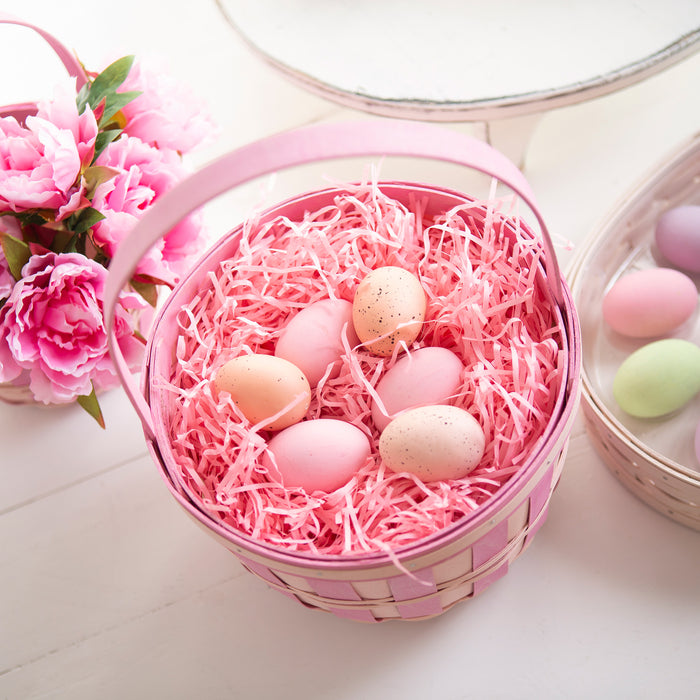 Easter Trug Basket - Pink with Eggs