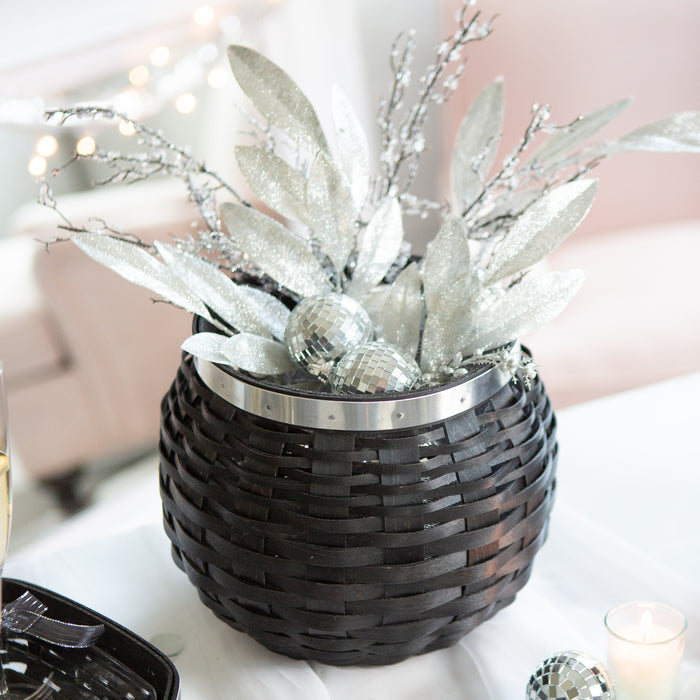 Elegance Medium Ball Drop Bowl Basket with Protector - Aluminum-Basket Set-Woven Maple Basket-Longaberger