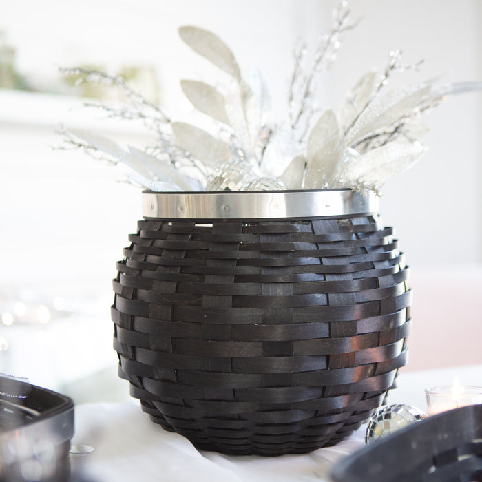 Elegance Medium Ball Drop Bowl Basket with Protector - Aluminum-Basket Set-Woven Maple Basket-Longaberger