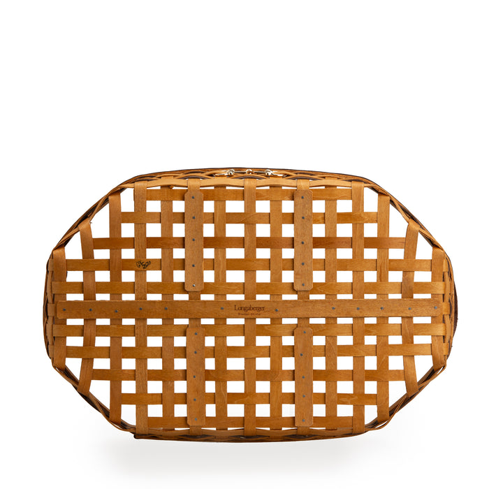 Equestrian Large Tray Basket with Protector - Leather Trim-Basket Set-Woven Maple Basket-Longaberger