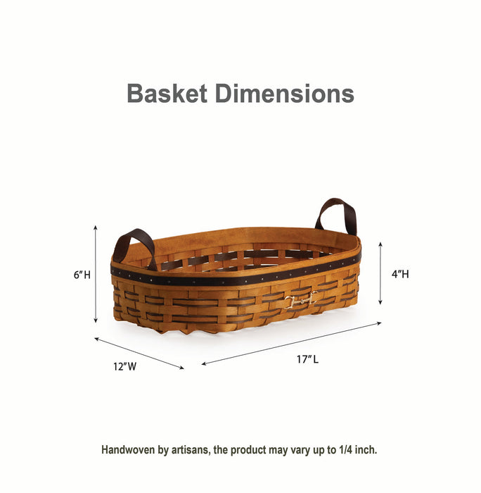 Equestrian Large Tray Basket with Protector - Leather Trim-Basket Set-Woven Maple Basket-Longaberger