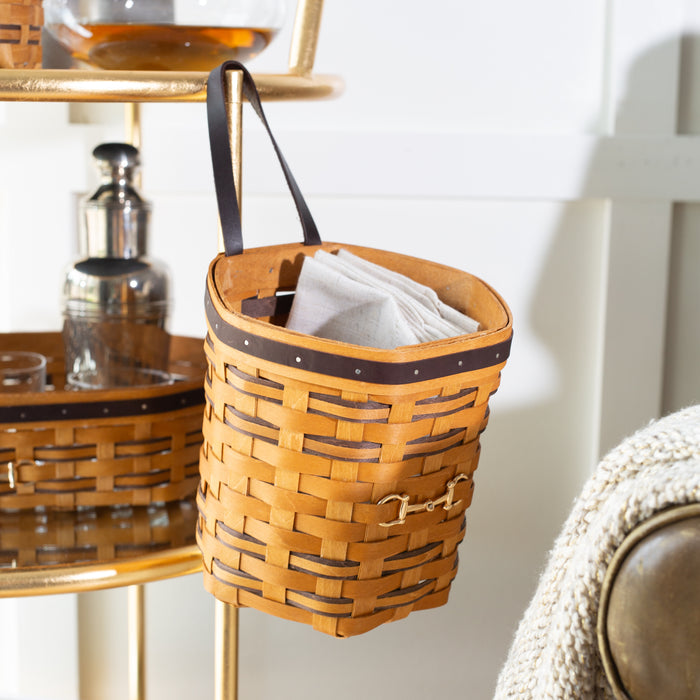 Equestrian Hanging Basket with Protector - Leather Trim