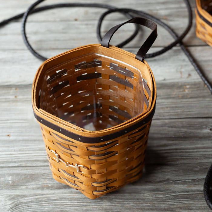 Equestrian Hanging Basket with Protector - Leather Trim