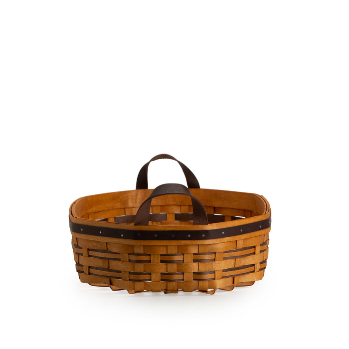 Equestrian Large Tray Basket with Protector - Leather Trim