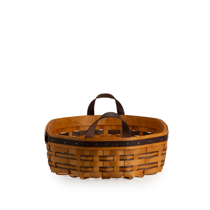Equestrian Large Tray Basket with Protector - Leather Trim