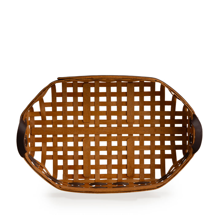 Equestrian Large Tray Basket with Protector - Leather Trim