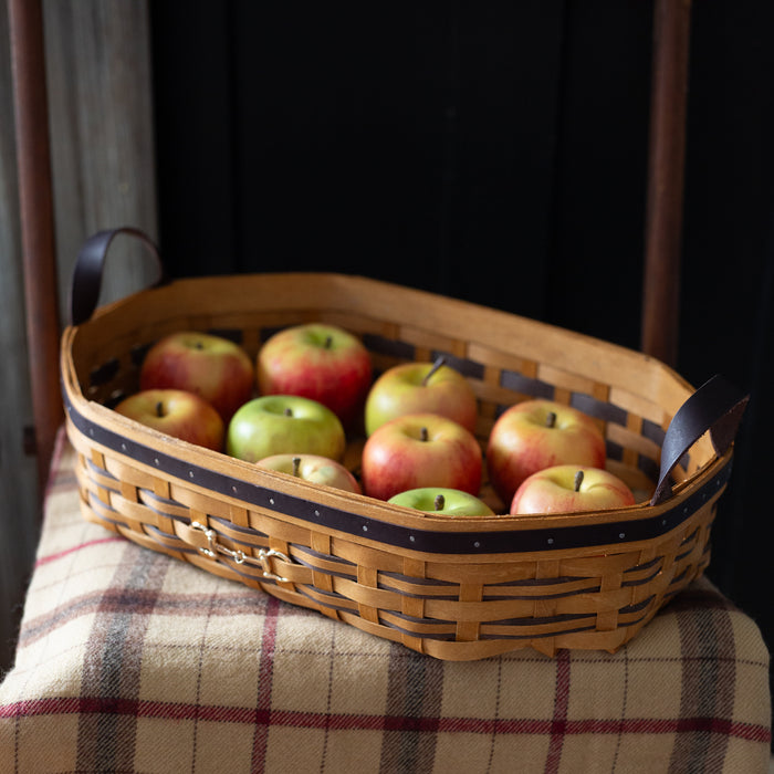 Equestrian Large Tray Basket with Protector - Leather Trim