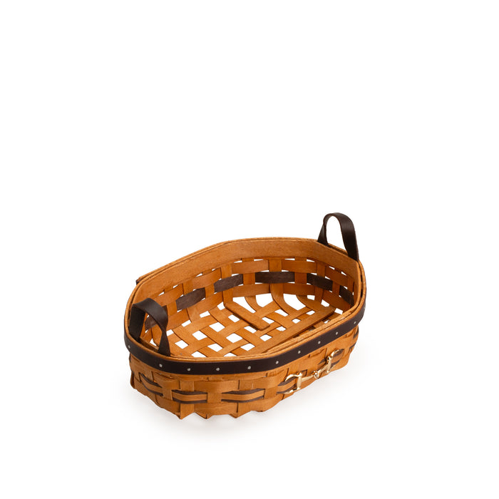 Equestrian Small Tray Basket with Protector - Leather Trim