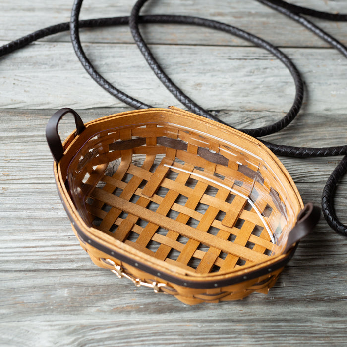 Equestrian Small Tray Basket with Protector - Leather Trim