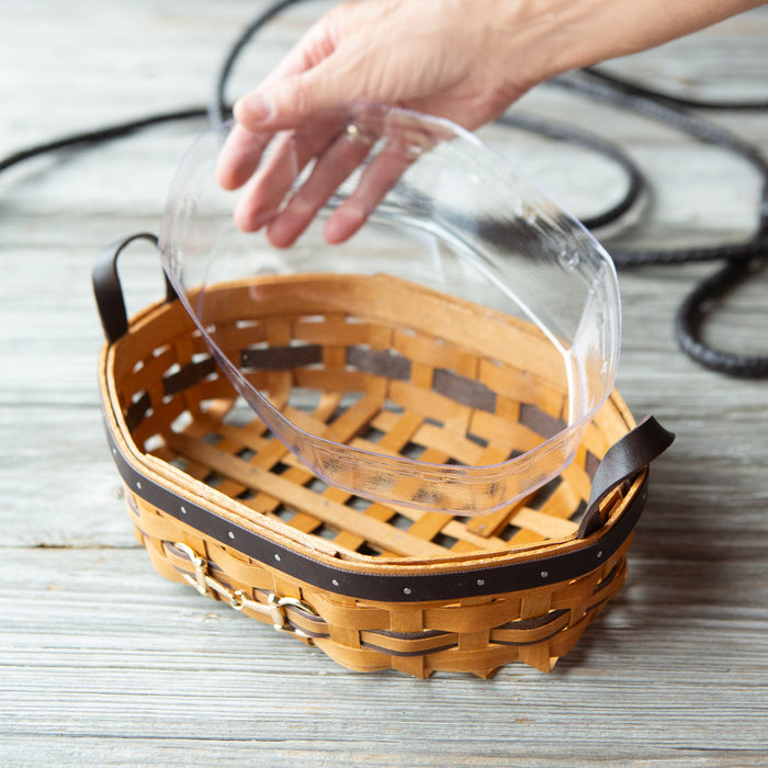 Equestrian Small Tray Basket with Protector - Leather Trim