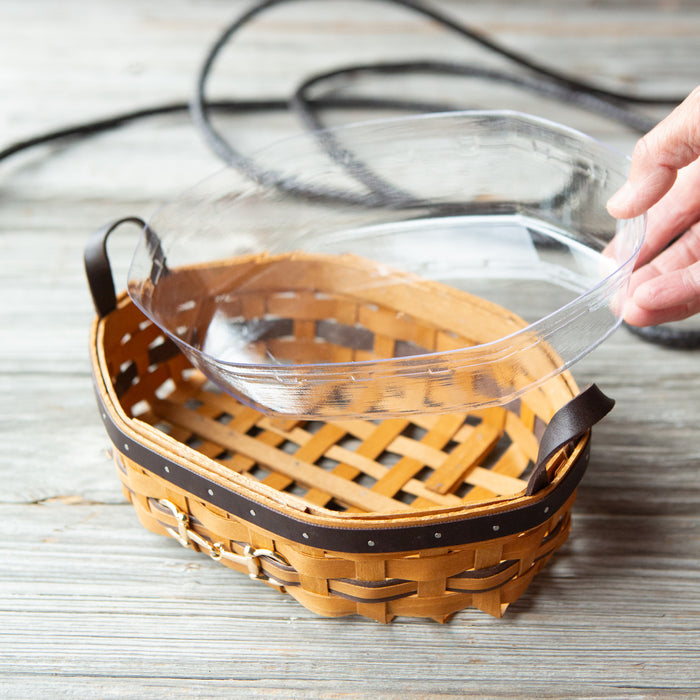 Equestrian Small Tray Basket with Protector - Leather Trim