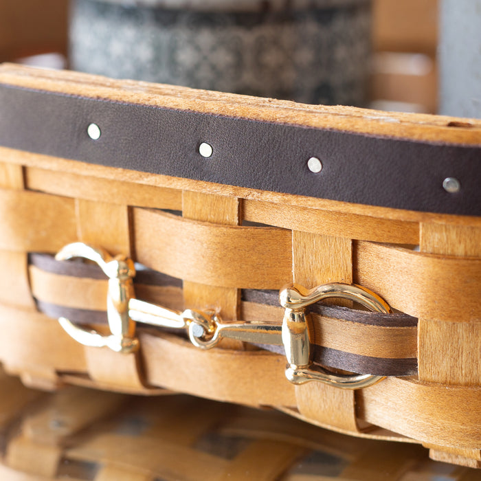 Equestrian Small Tray Basket with Protector - Leather Trim