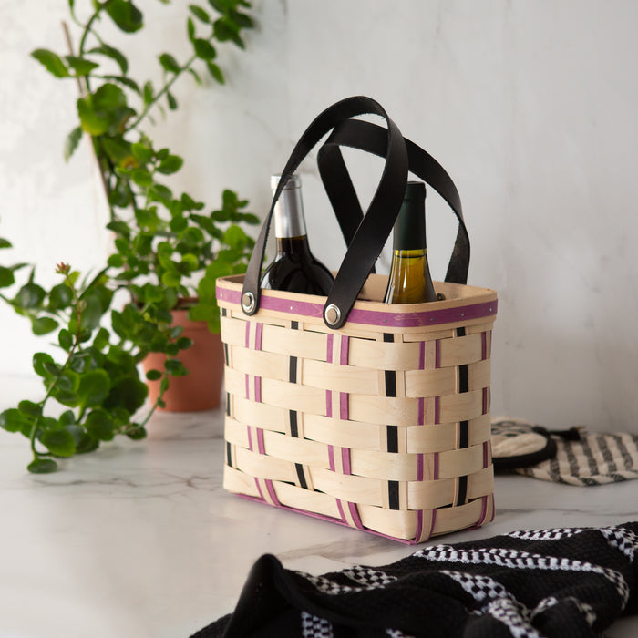 Everyday Medium Tote Basket with Protector - Violet-Basket Set-Woven Maple Basket-Longaberger