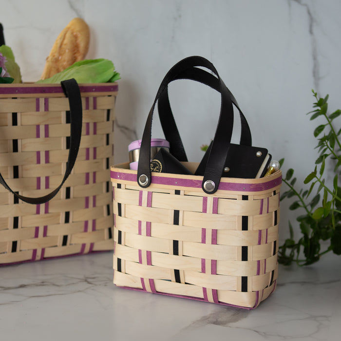 Everyday Medium Tote Basket with Protector - Violet-Basket Set-Woven Maple Basket-Longaberger