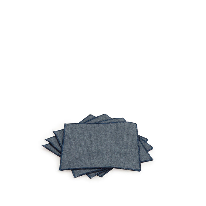 Cocktail Napkin Set - Blue Chambray