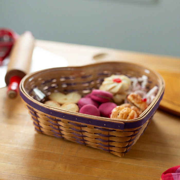 Valentine's Day Woven Heart Basket with Protector - Purple