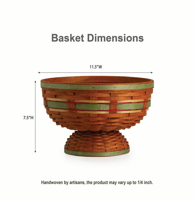 Apple Picking Medium Footed Fruit Bowl Basket with Protector - Green
